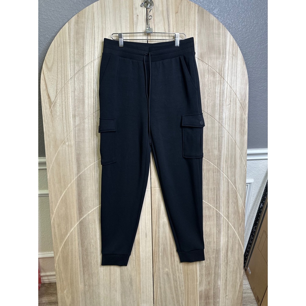 T by Talbots Black Cargo Jogger Sweatpants High Rise Drawstring